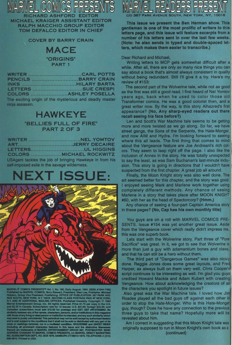 Read online Marvel Comics Presents (1988) comic -  Issue #160 - 2