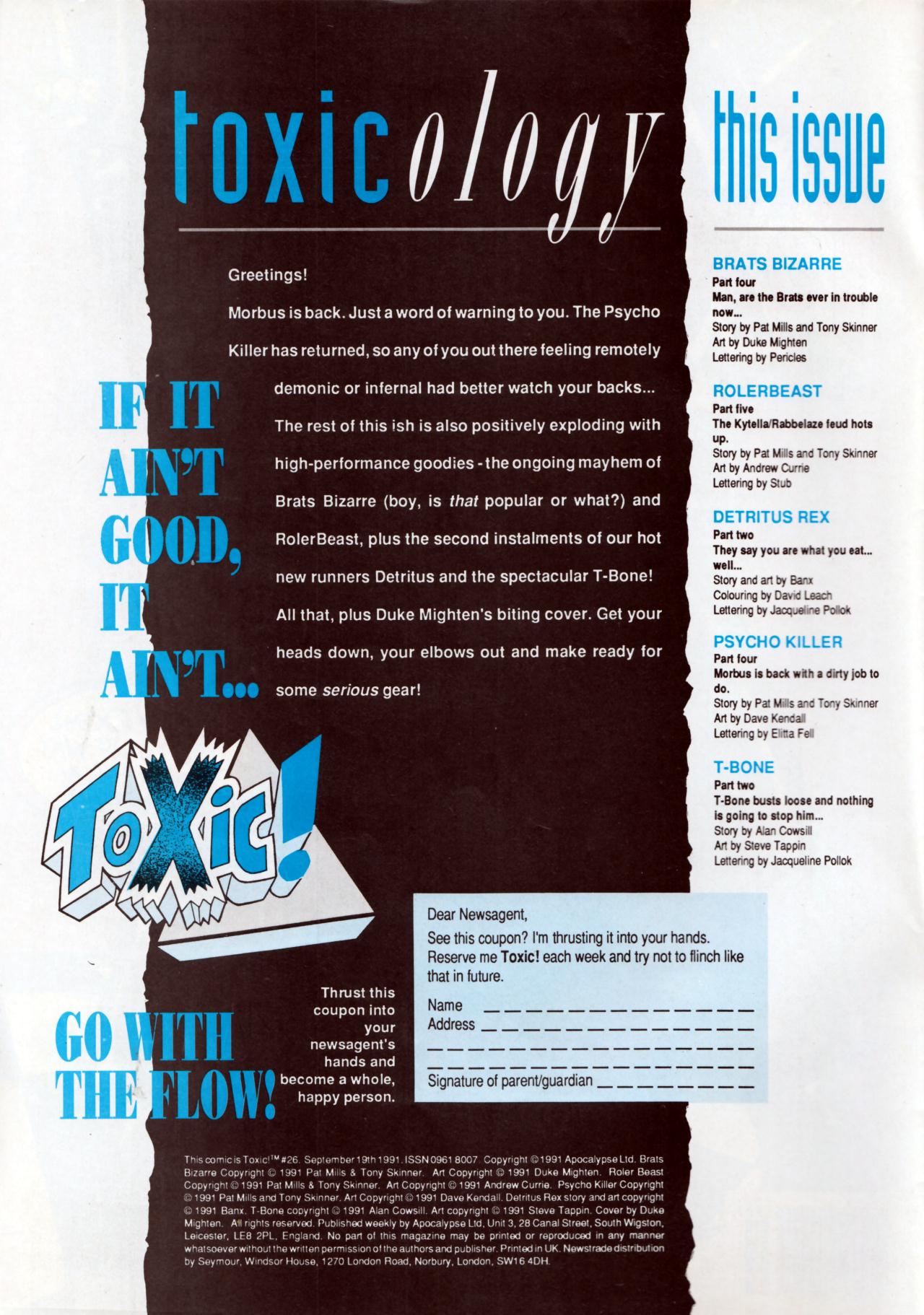 Read online Toxic! comic -  Issue #26 - 2