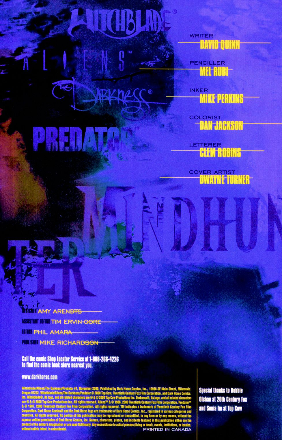 Read online Witchblade/Aliens/The Darkness/Predator: Mindhunter comic -  Issue #1 - 2