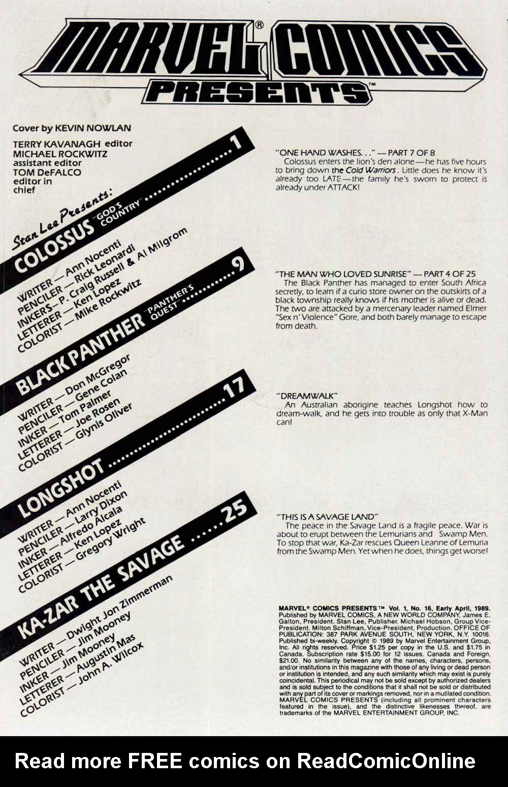 Read online Marvel Comics Presents (1988) comic -  Issue #16 - 1
