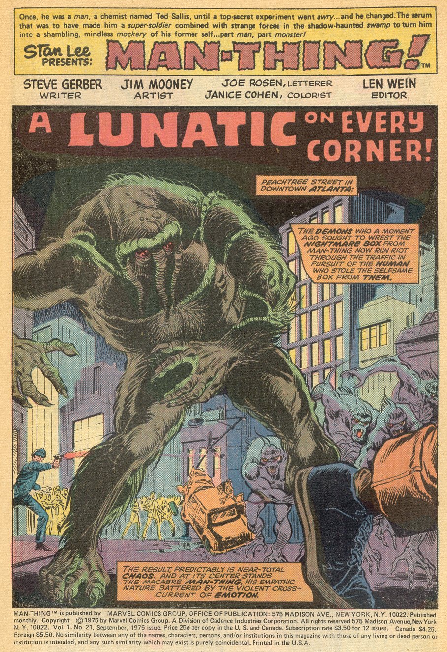Read online Man-Thing (1974) comic -  Issue #21 - 2