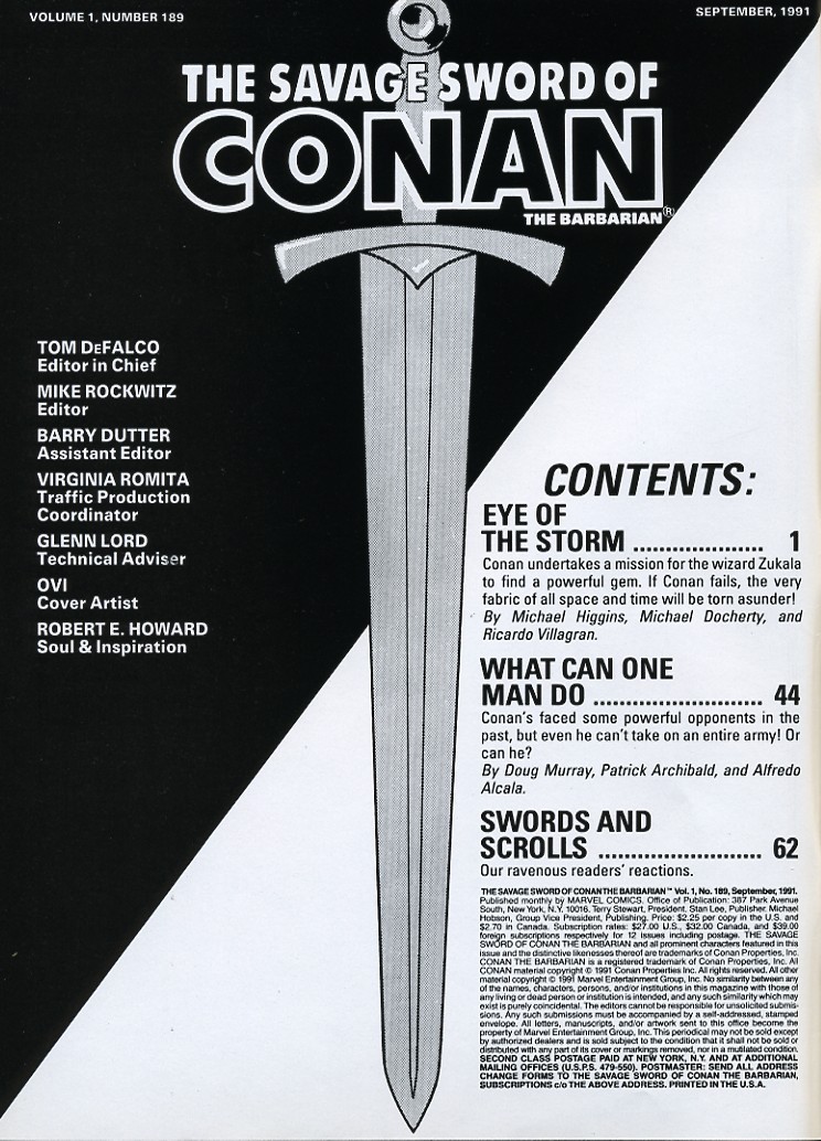 Read online The Savage Sword Of Conan comic -  Issue #189 - 2