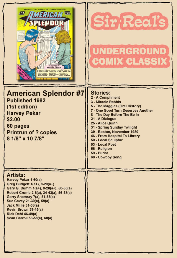 Read online American Splendor (1976) comic -  Issue #7 - 1