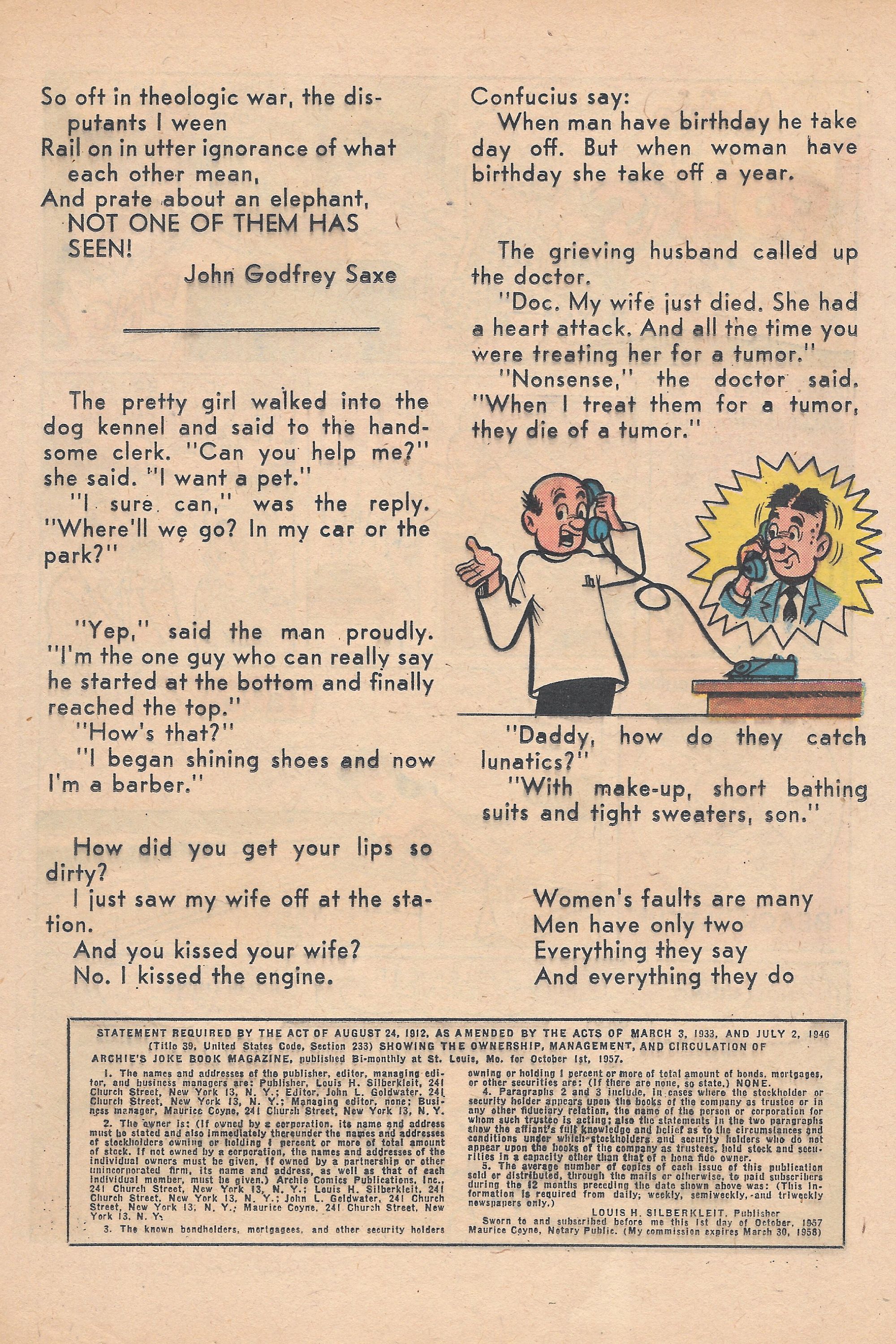 Read online Archie's Joke Book Magazine comic -  Issue #34 - 21