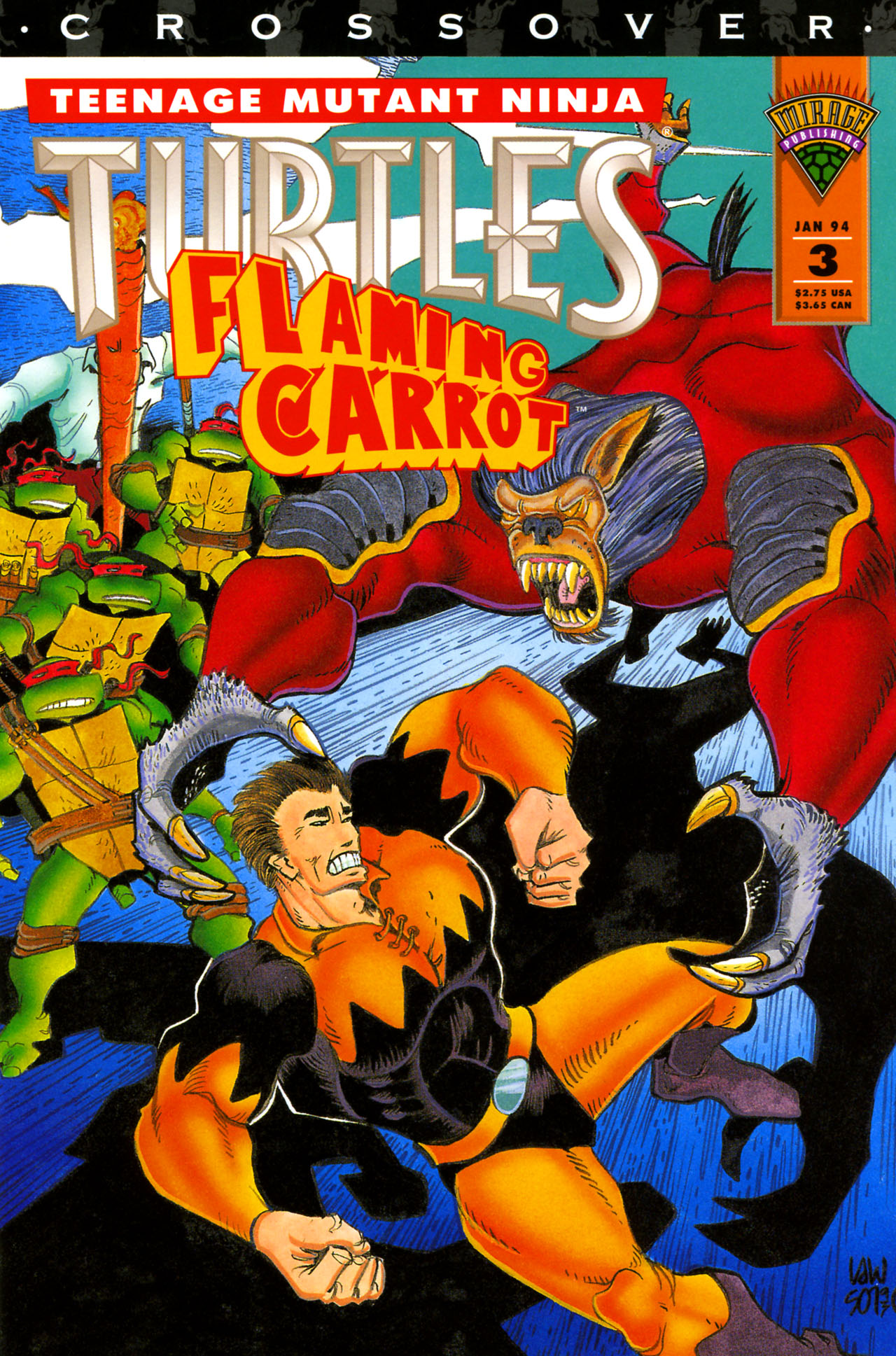 Read online Teenage Mutant Ninja Turtles/Flaming Carrot Crossover comic -  Issue #3 - 1