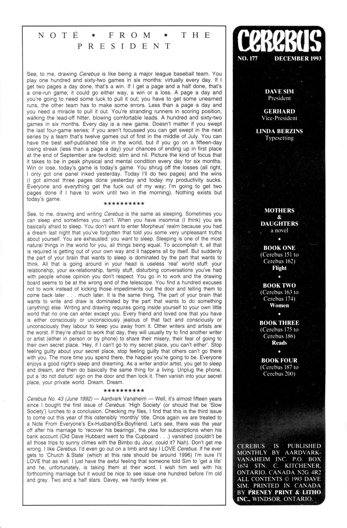 Cerebus Issue #177 #176 - English 2