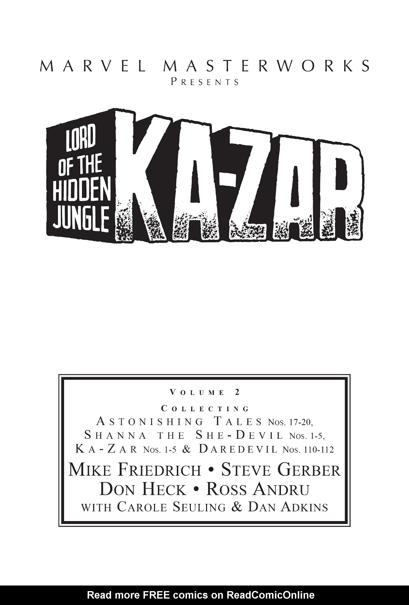 Read online Marvel Masterworks: Ka-Zar comic -  Issue # TPB 2 (Part 1) - 2