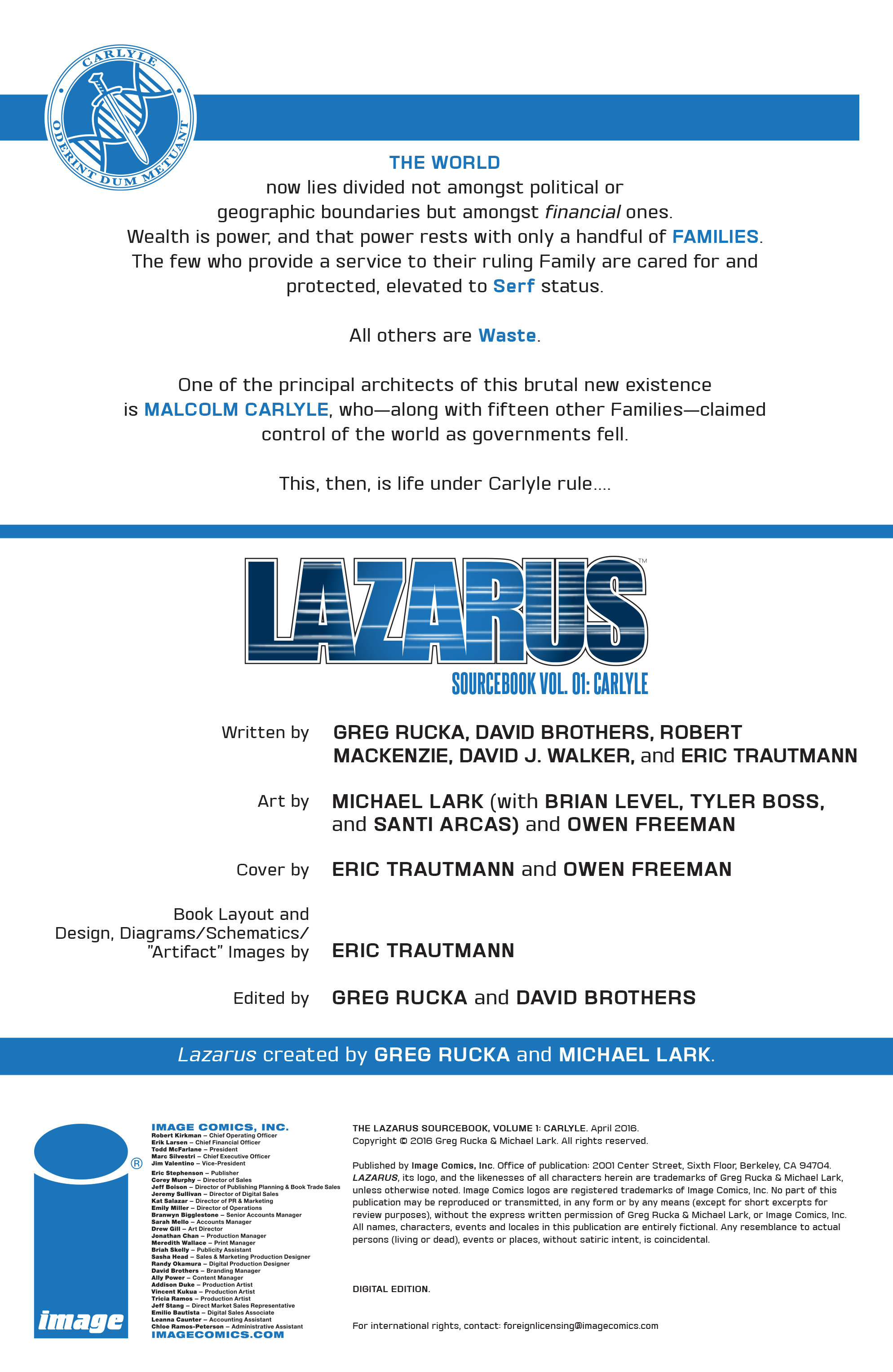 Read online Lazarus Sourcebook comic -  Issue # Vol. 1 - 2