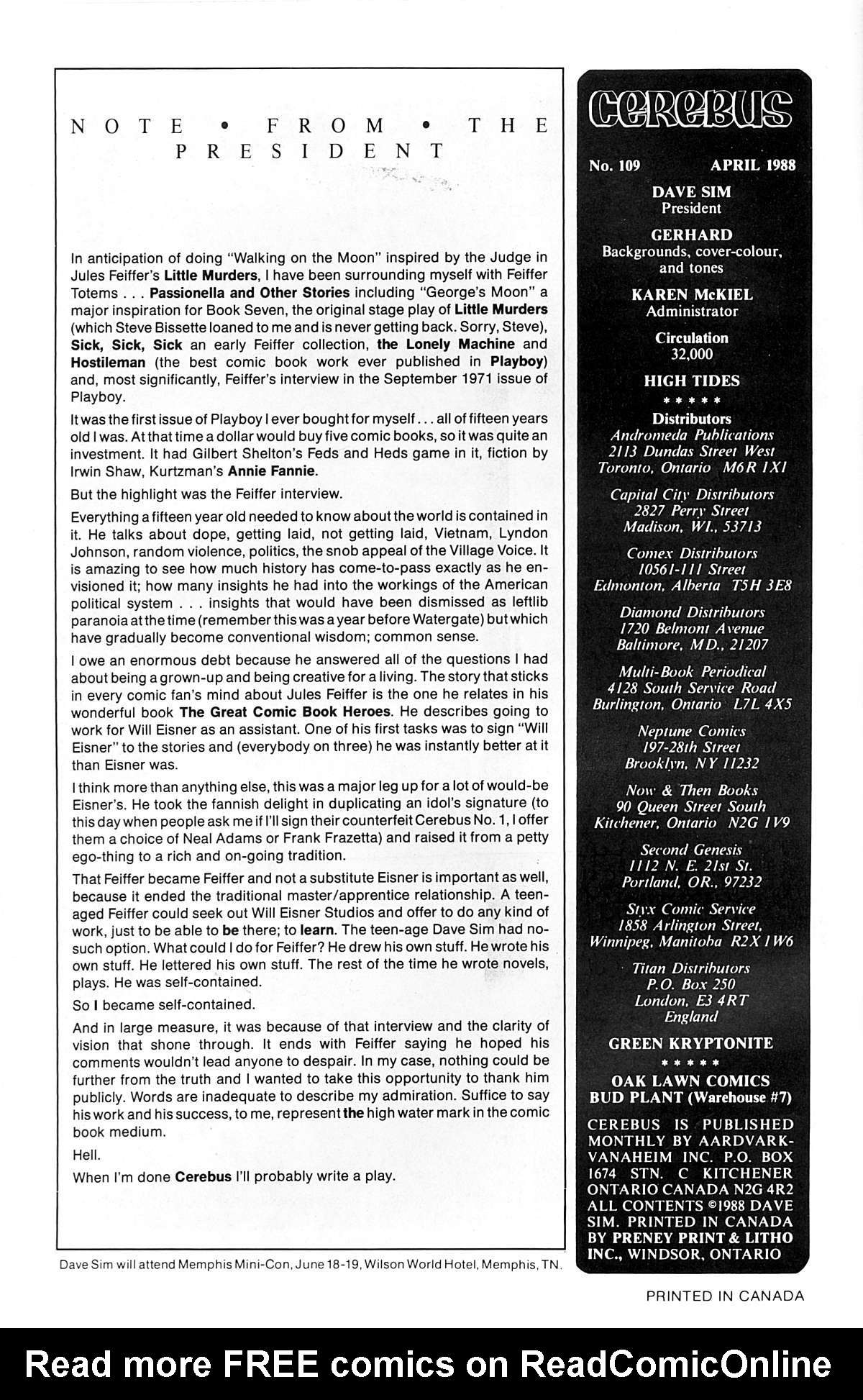 Read online Cerebus comic -  Issue #109 - 2