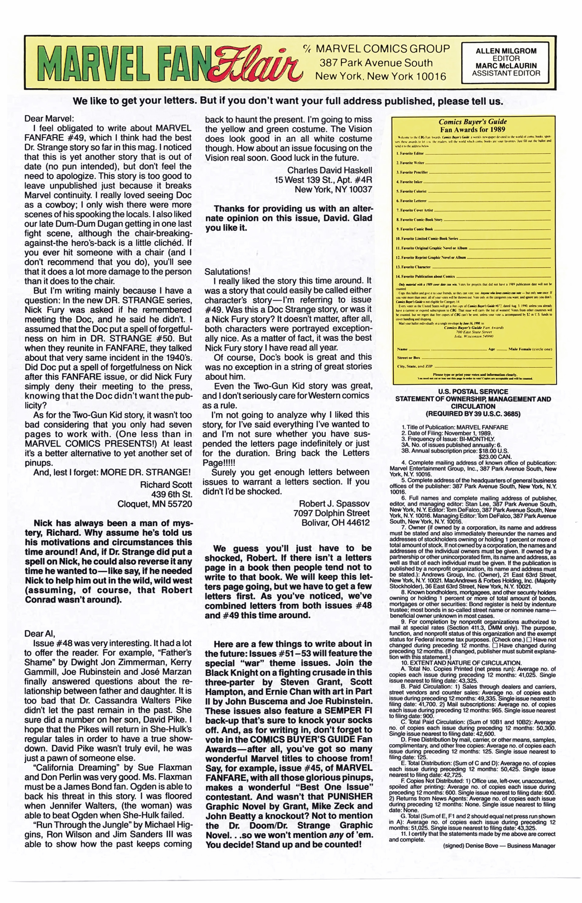 Read online Marvel Fanfare (1982) comic -  Issue #51 - 52