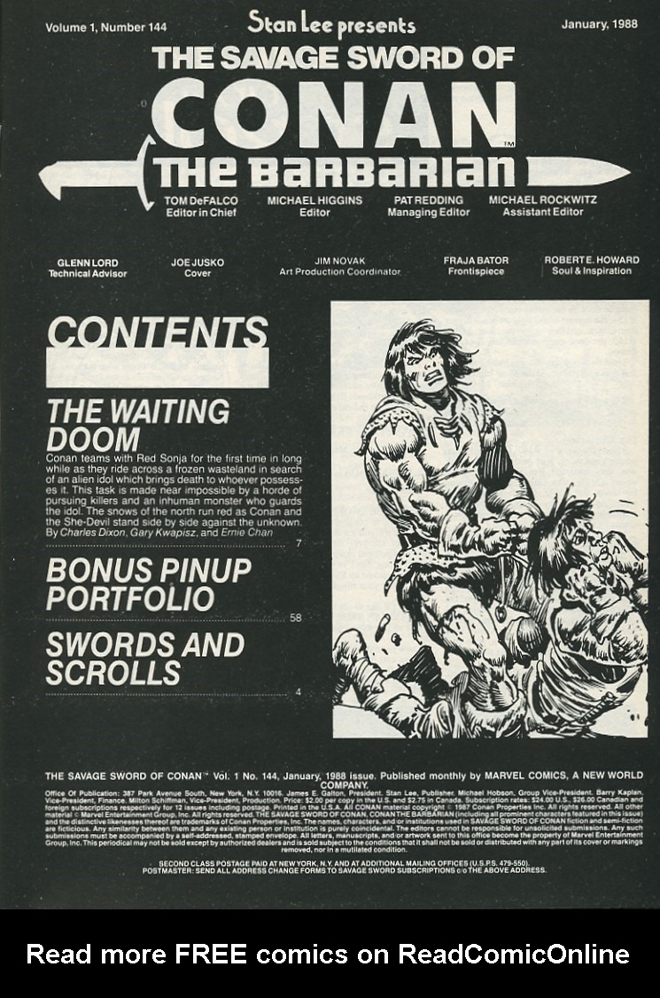Read online The Savage Sword Of Conan comic -  Issue #144 - 3