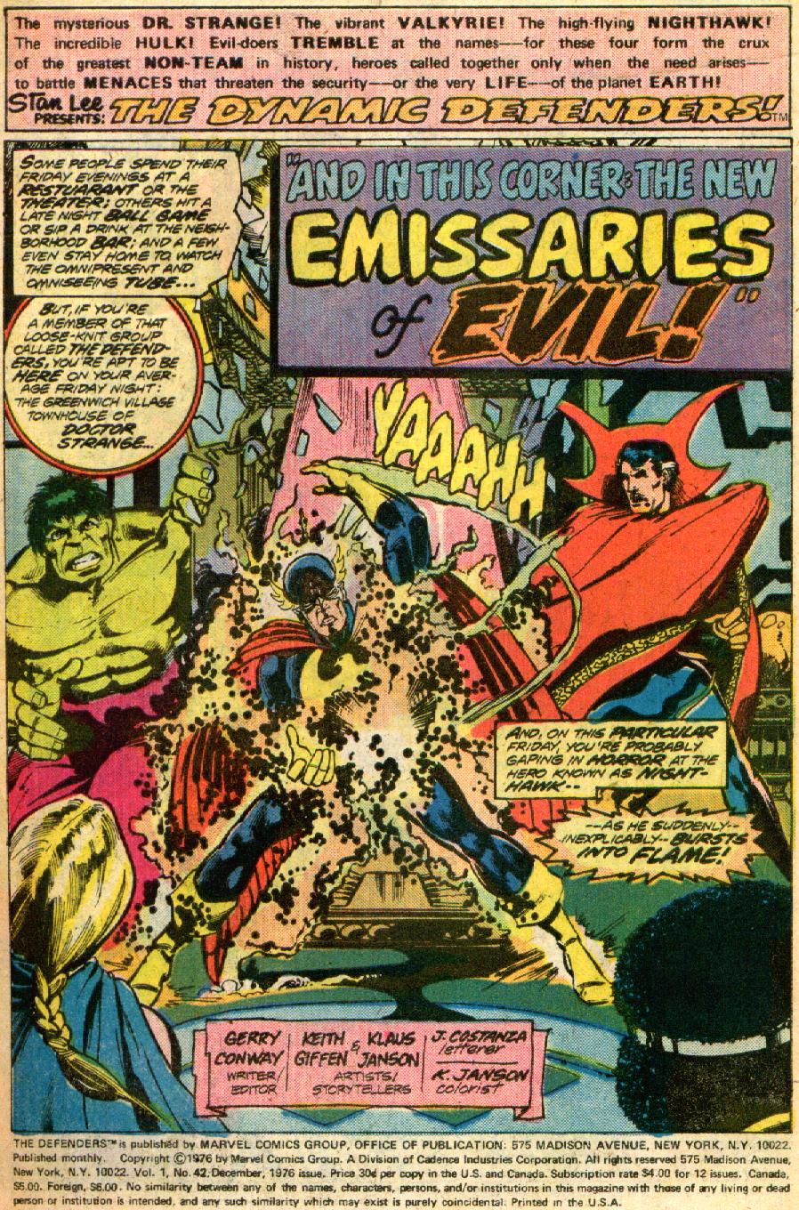 Read online The Defenders (1972) comic -  Issue #42 - 2