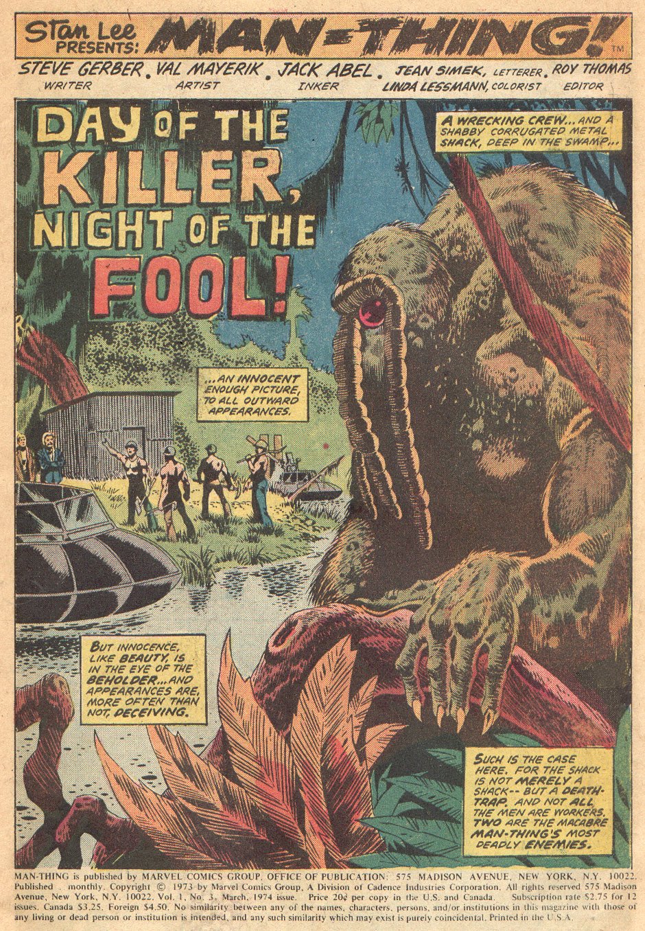 Read online Man-Thing (1974) comic -  Issue #3 - 2