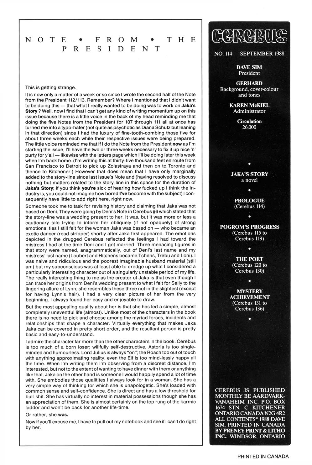 Cerebus Issue #114 #113 - English 2