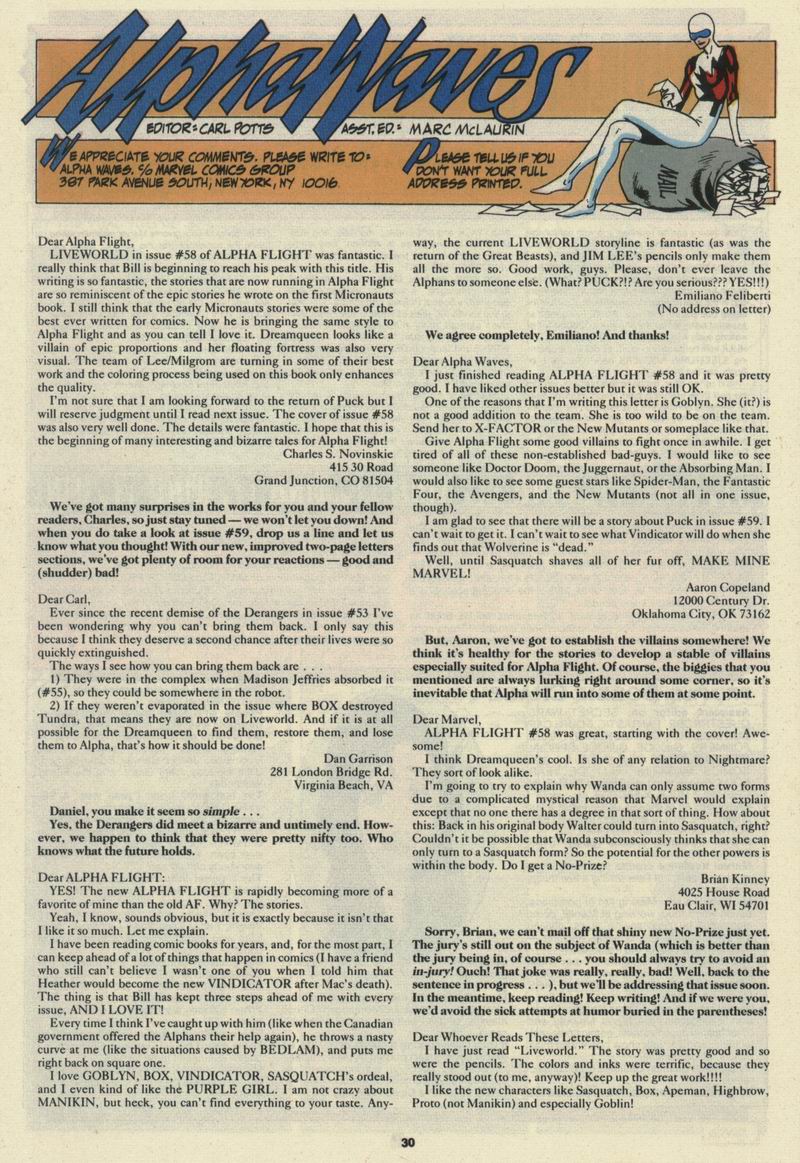 Read online Alpha Flight (1983) comic -  Issue #62 - 30