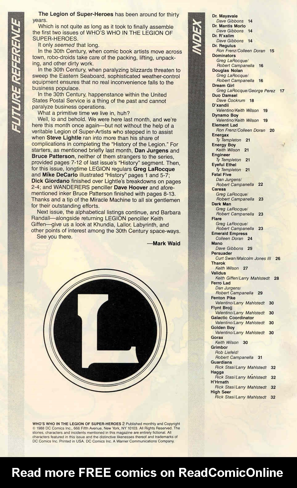 Read online Who's Who in the Legion of Super-Heroes comic -  Issue #2 - 2