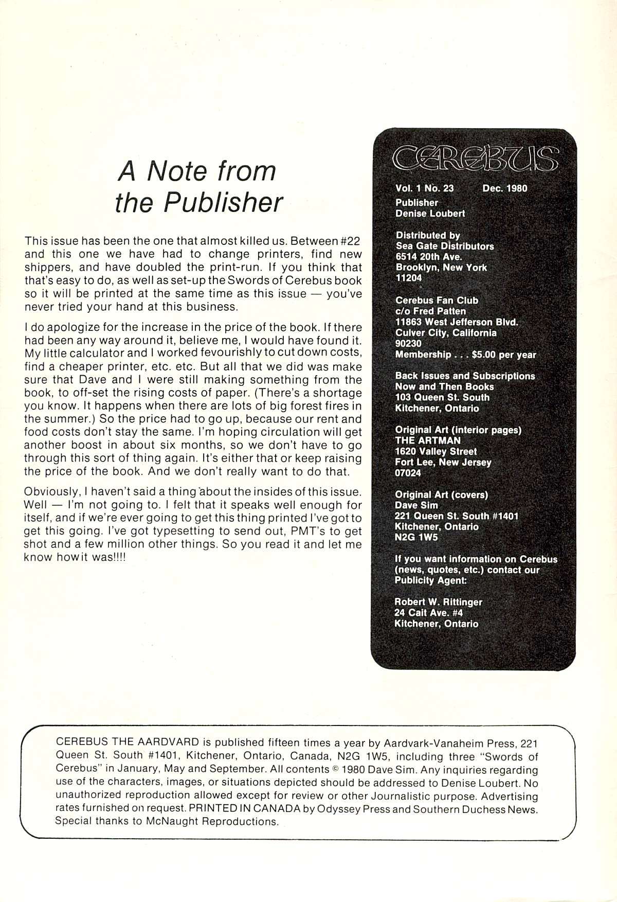 Read online Cerebus comic -  Issue #23 - 2