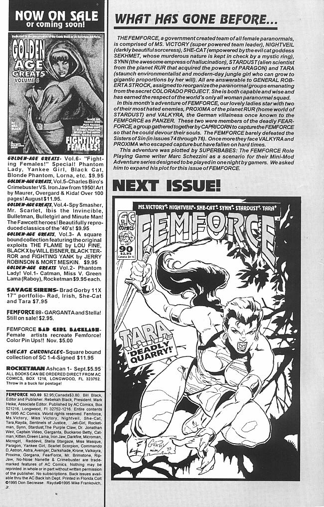 Read online Femforce comic -  Issue #89 - 2