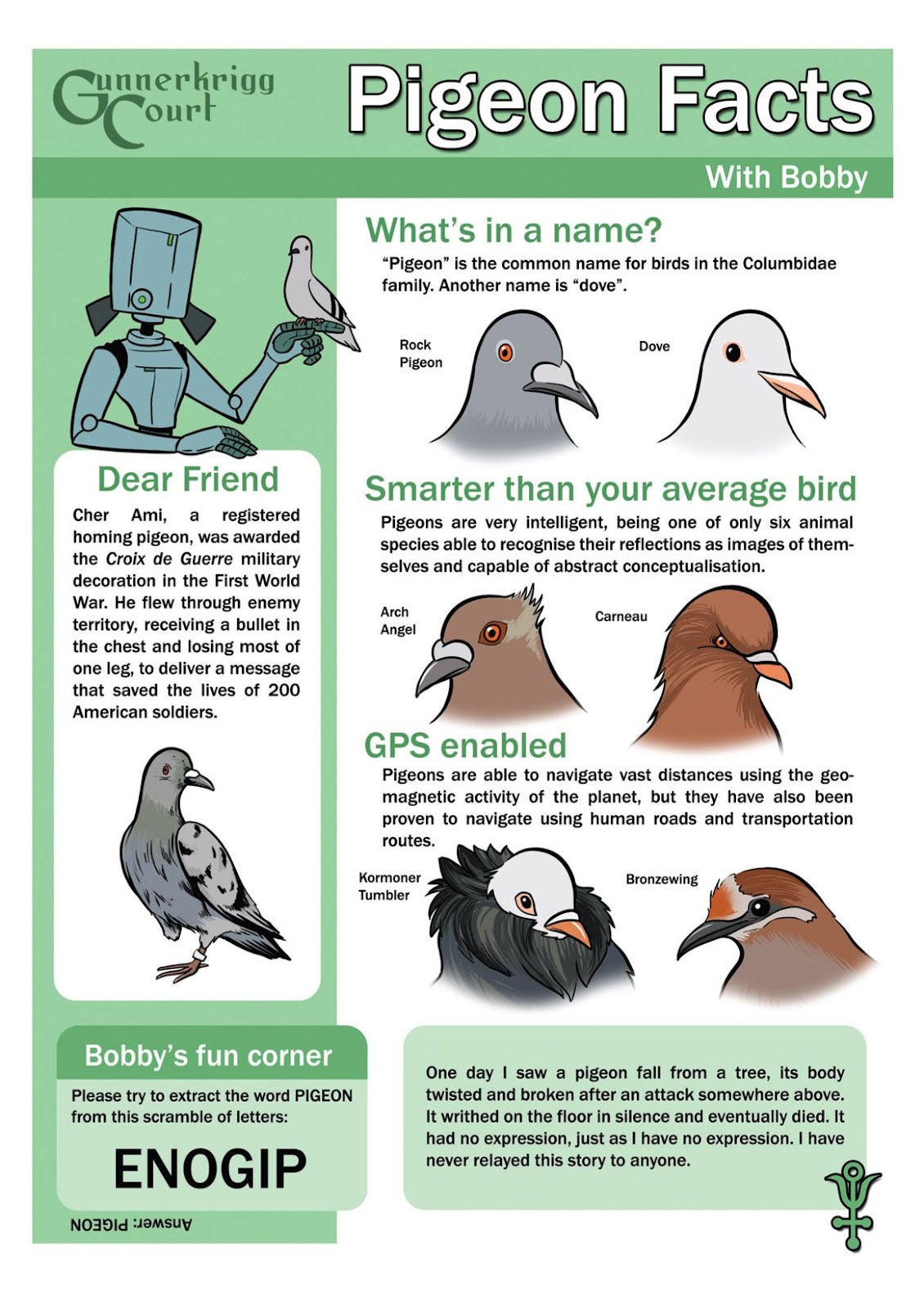 заметив детей голубь перестал
