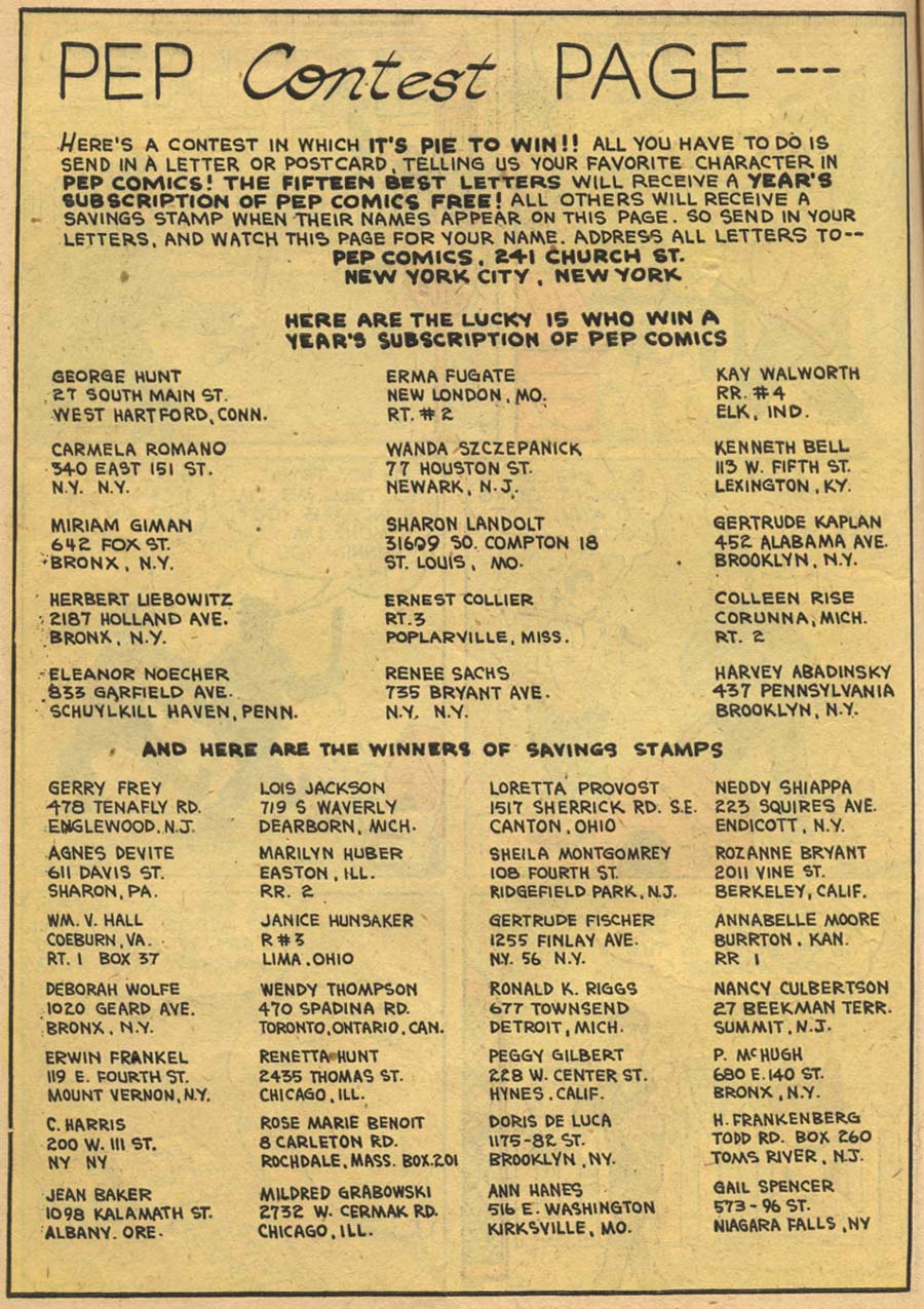 Read online Pep Comics comic -  Issue #62 - 14