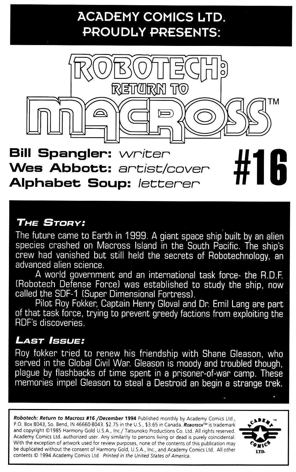 Read online Robotech: Return to Macross comic -  Issue #16 - 2
