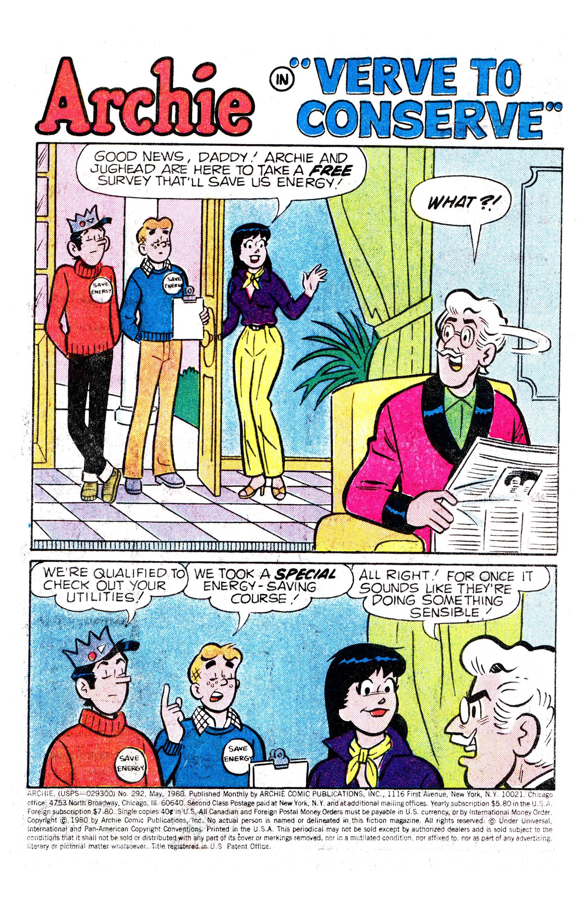 Read online Archie (1960) comic -  Issue #292 - 2