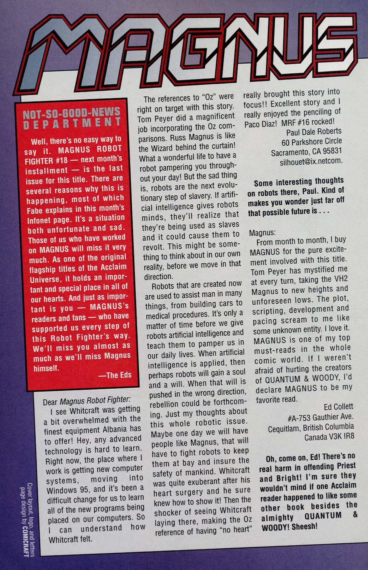 Read online Magnus Robot Fighter (1997) comic -  Issue #17 - 23
