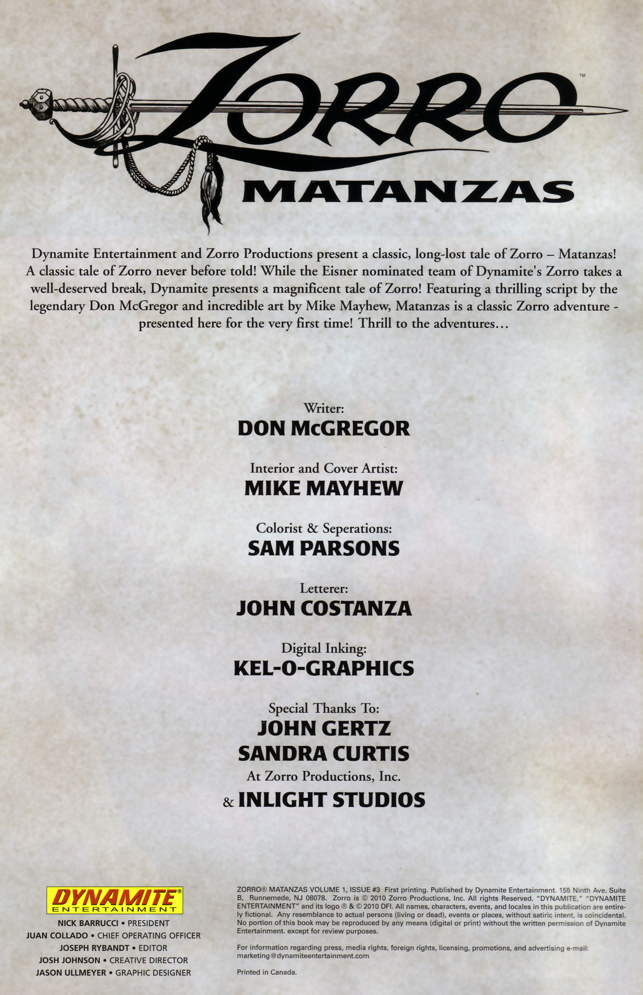 Read online Zorro: Matanzas comic -  Issue #3 - 2