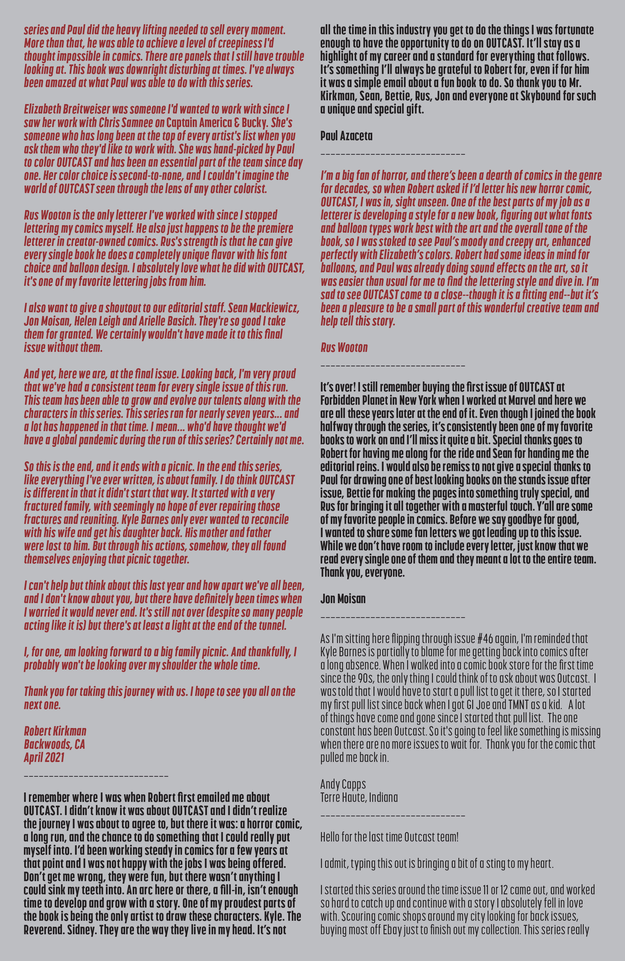 Read online Outcast by Kirkman & Azaceta comic -  Issue #48 - 44