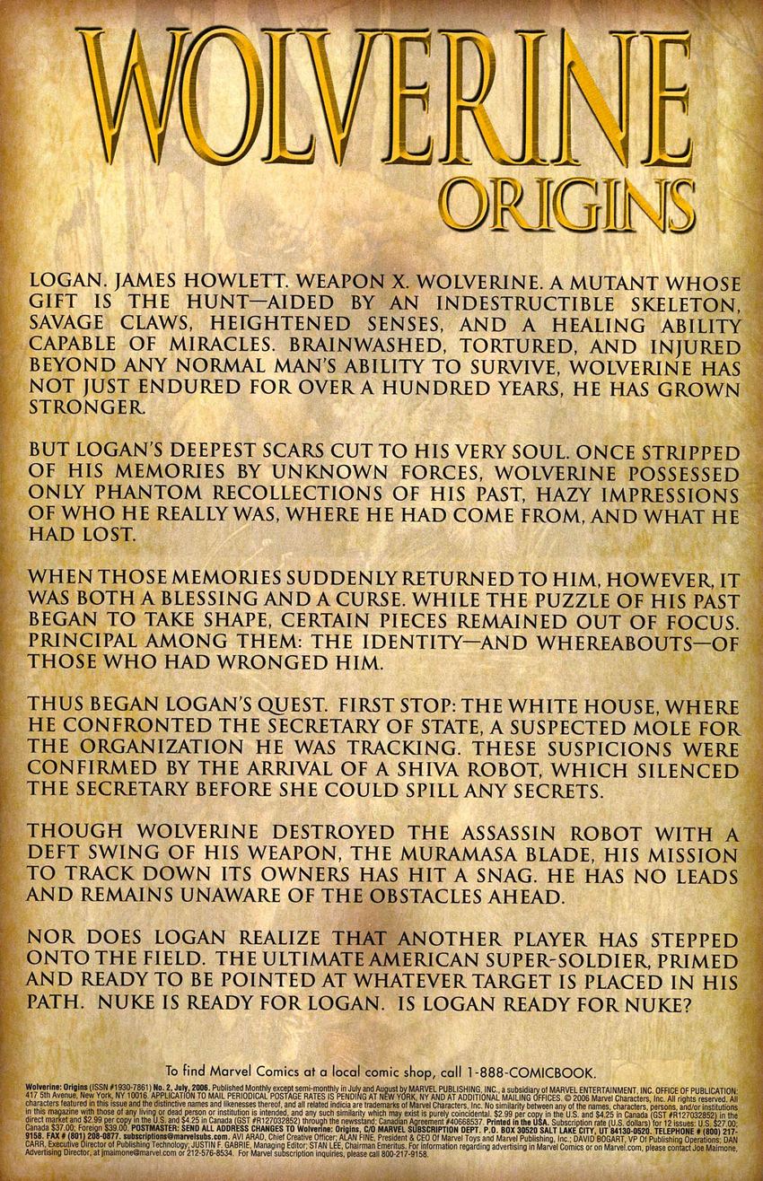 Read online Wolverine: Origins comic -  Issue #2 - 2