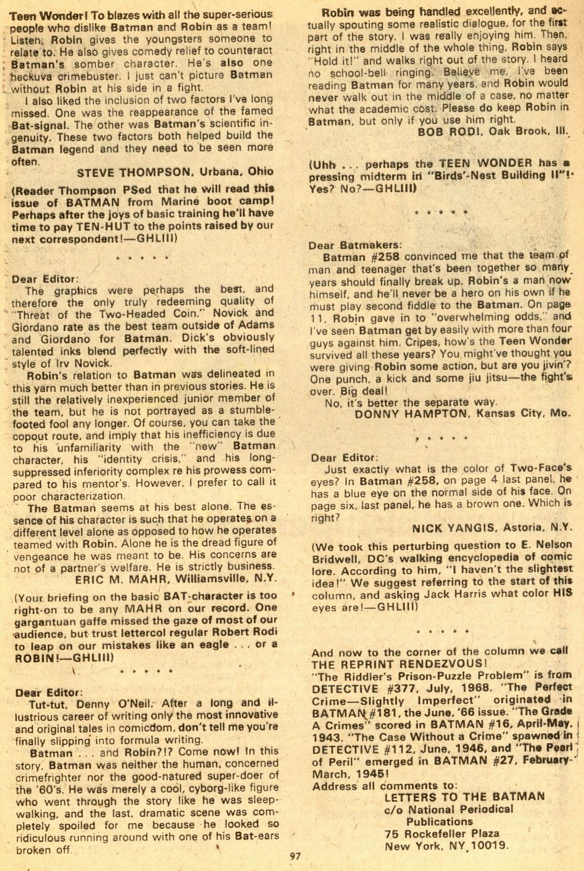 Read online Batman (1940) comic -  Issue #260 - 97