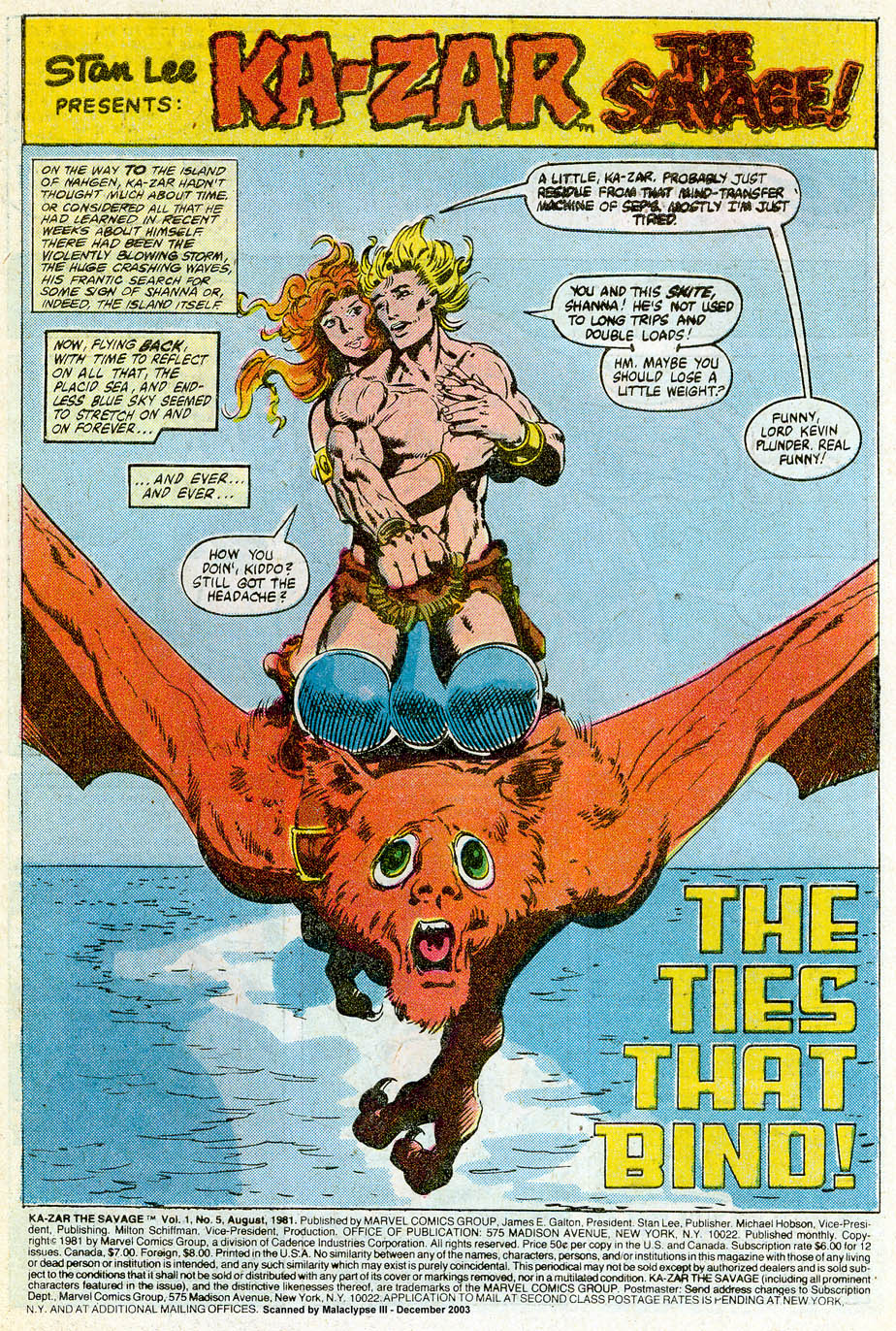 Read online Ka-Zar the Savage comic -  Issue #5 - 2