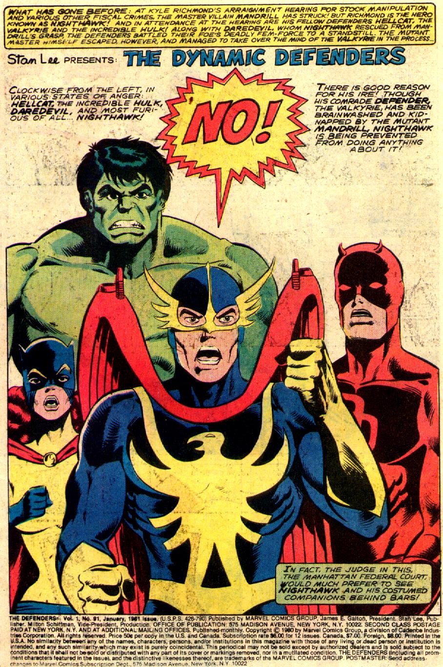 Read online The Defenders (1972) comic -  Issue #91 - 2