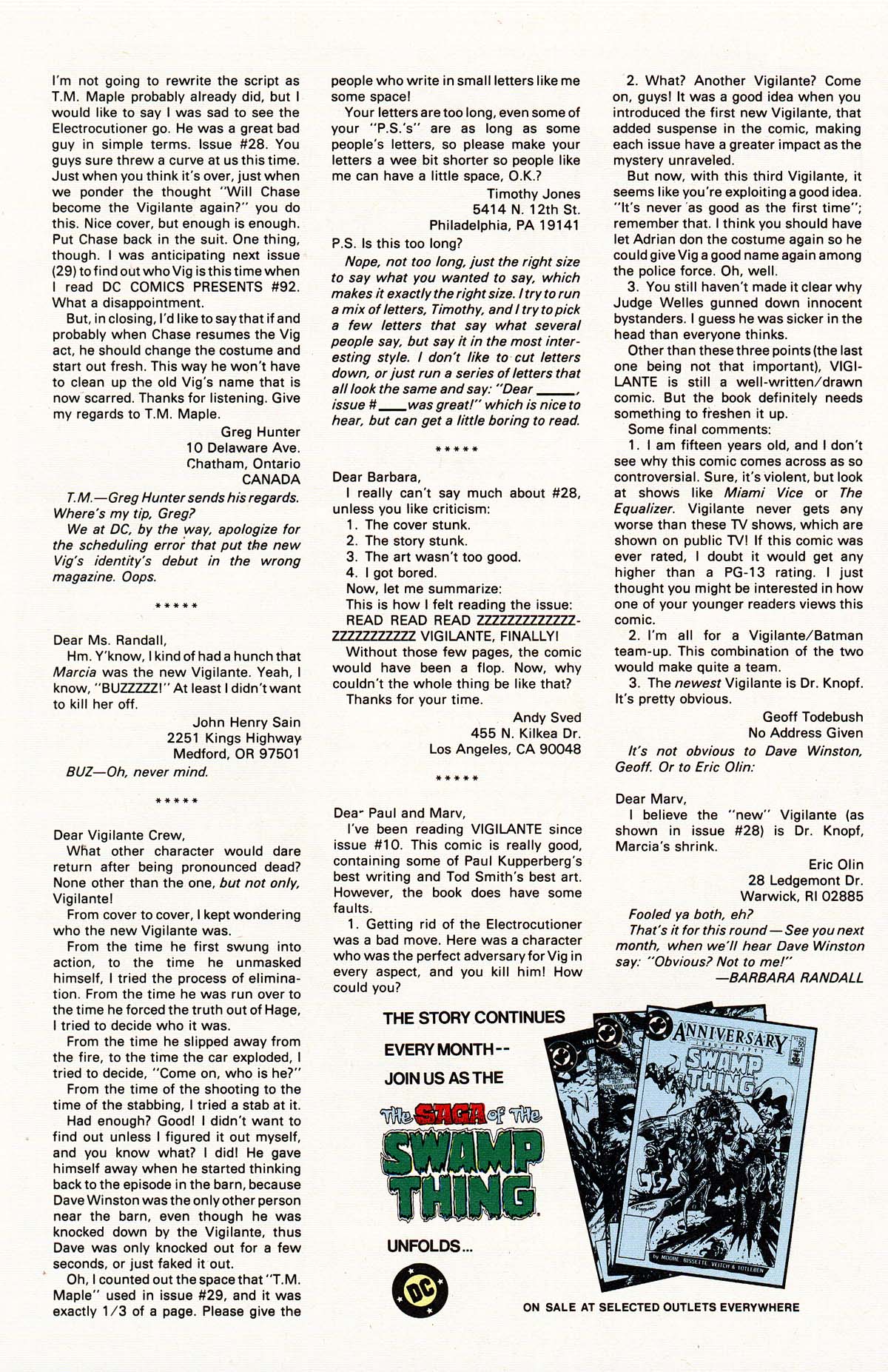 Read online Vigilante (1983) comic -  Issue #32 - 34