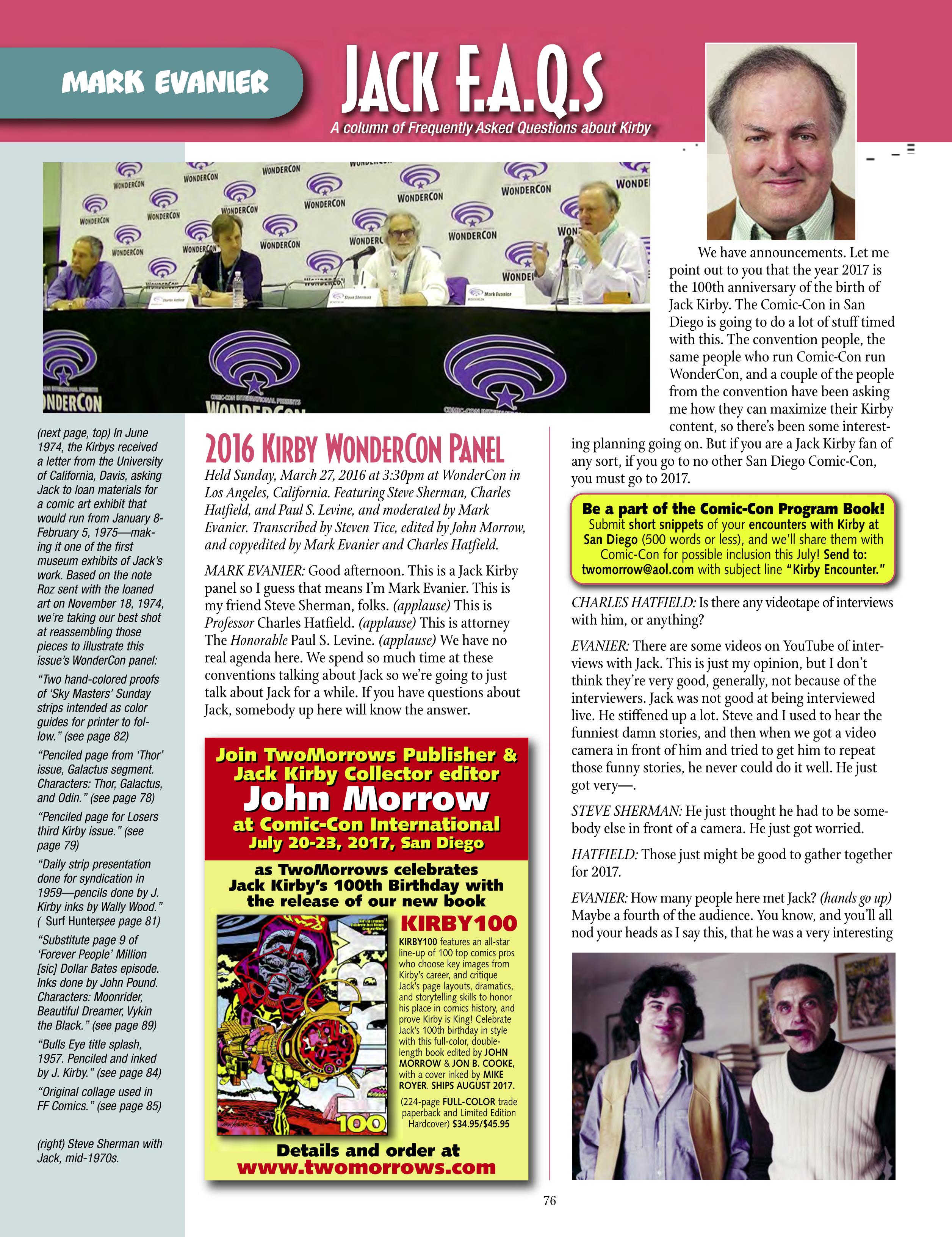 Read online The Jack Kirby Collector comic -  Issue #70 - 78