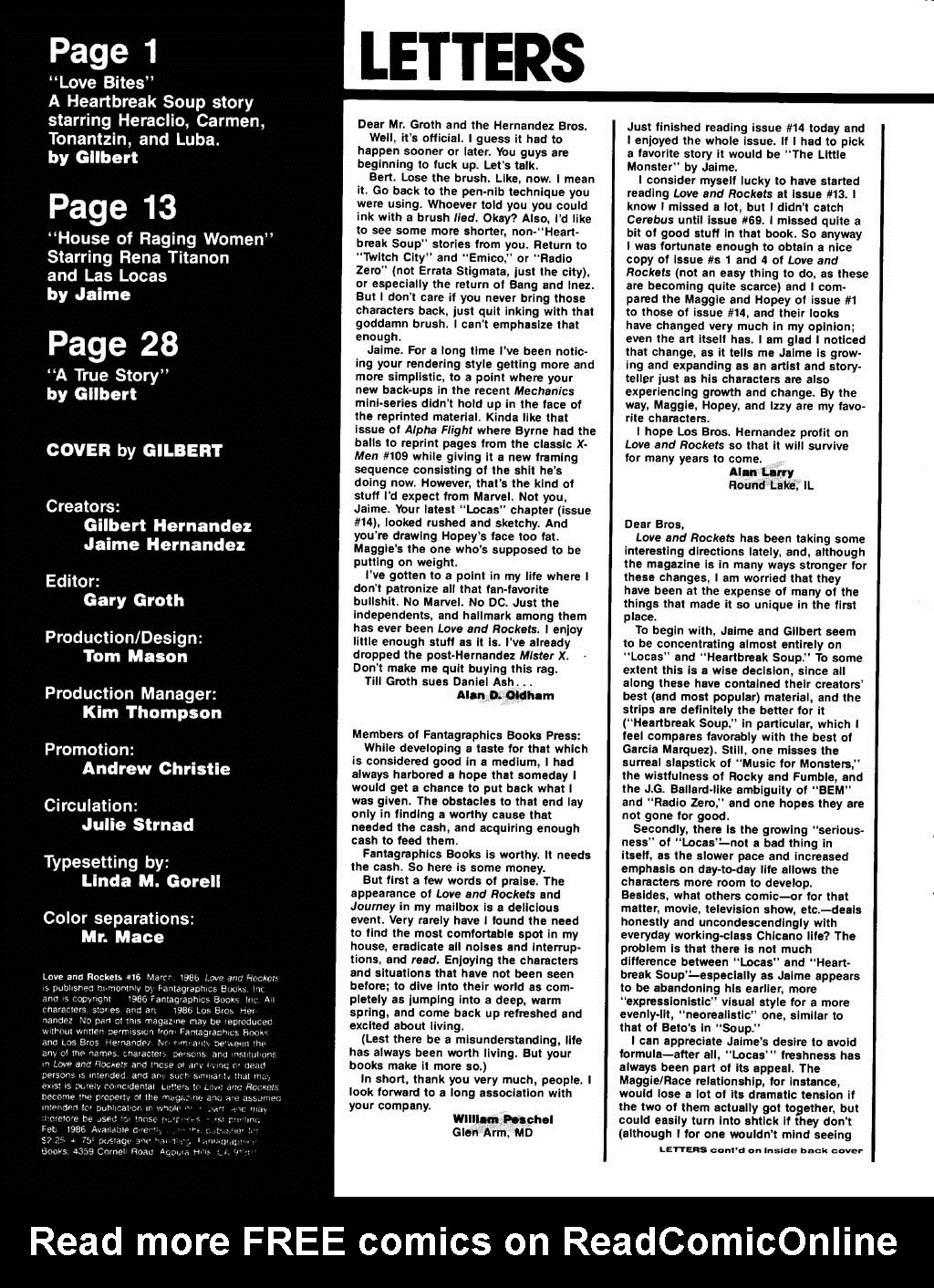 Read online Love and Rockets (1982) comic -  Issue #16 - 2