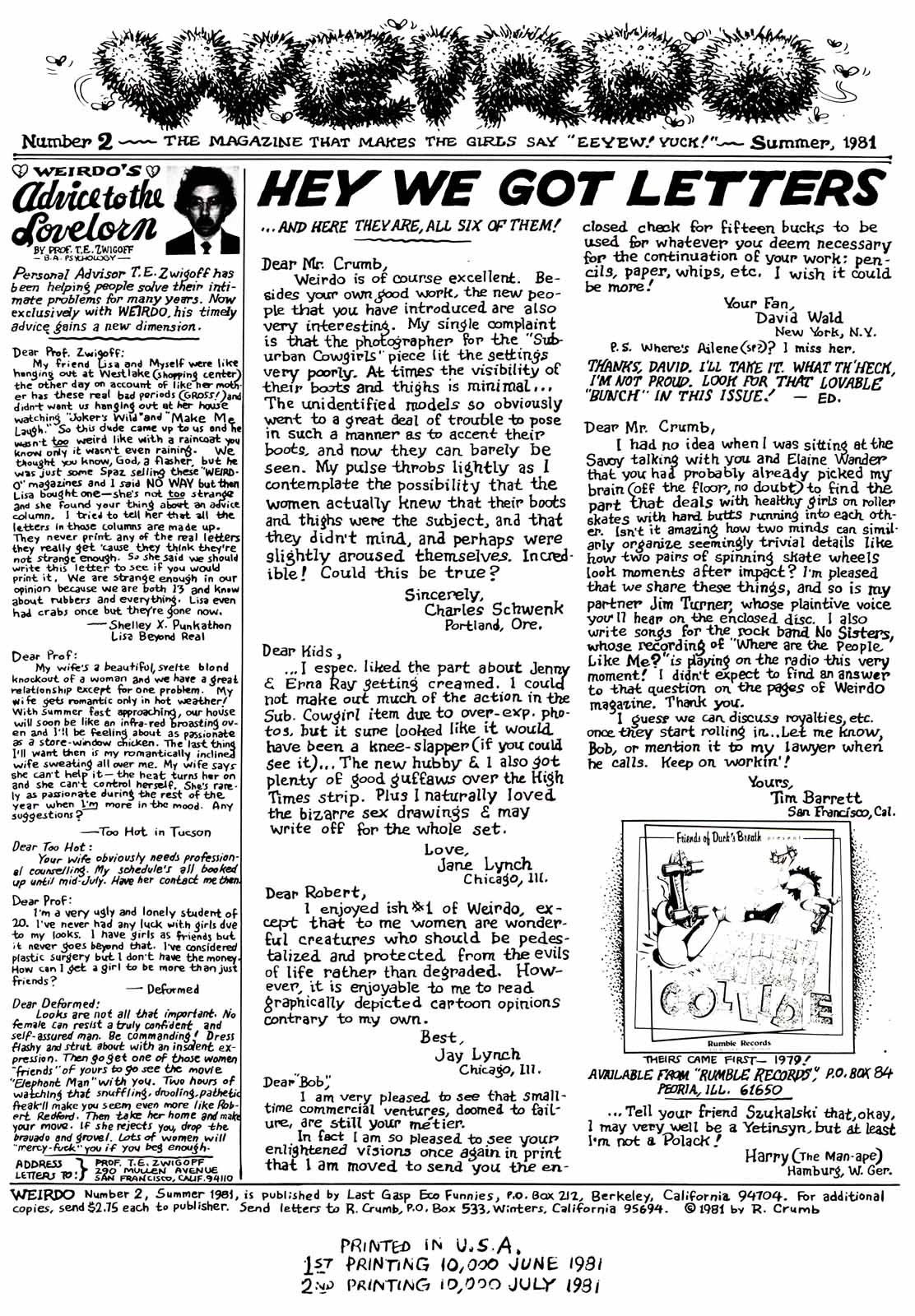 Read online Weirdo comic -  Issue #2 - 2