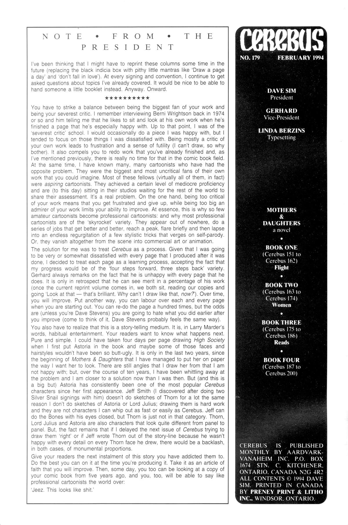 Cerebus Issue #179 #178 - English 2