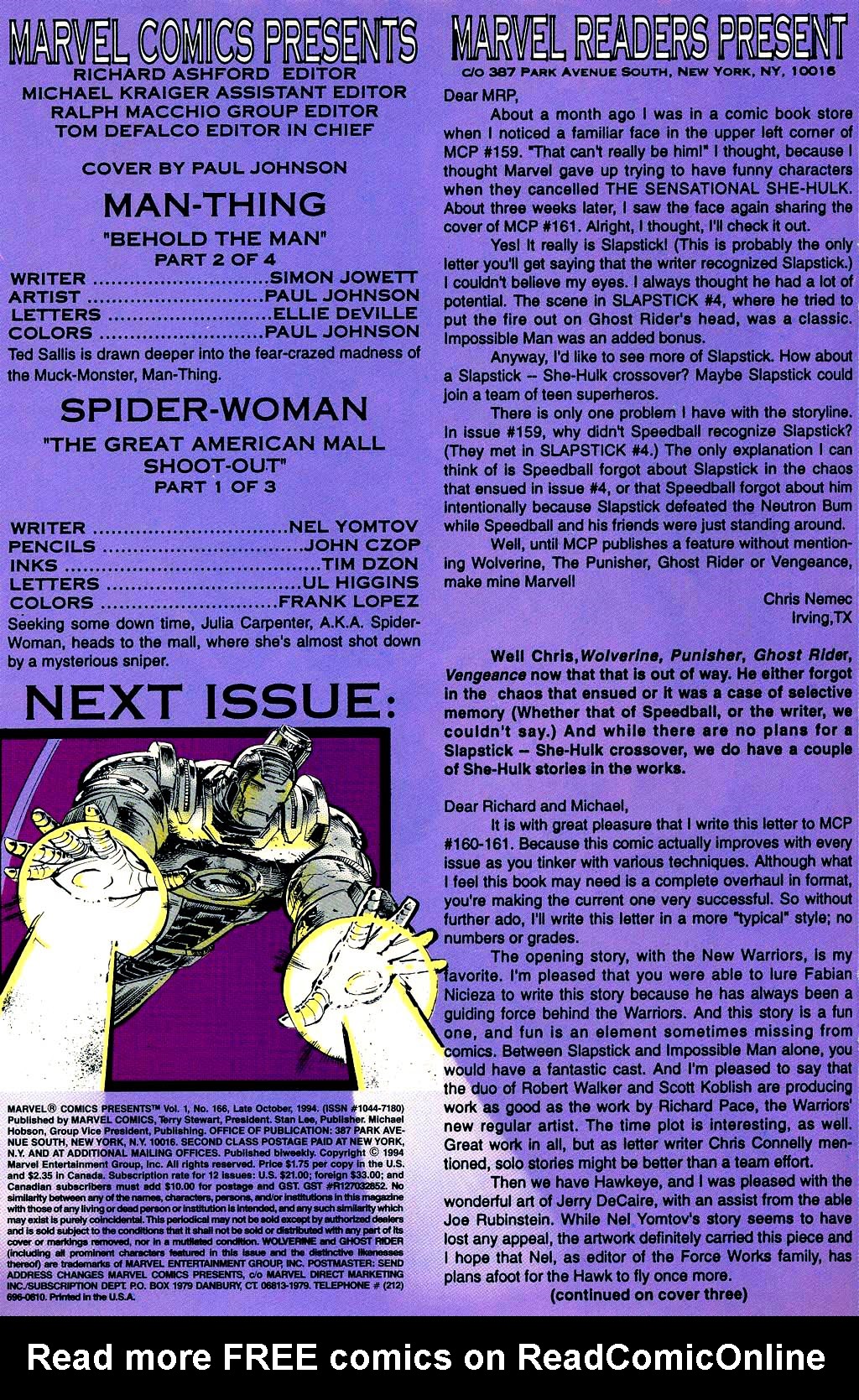 Read online Marvel Comics Presents (1988) comic -  Issue #166 - 2