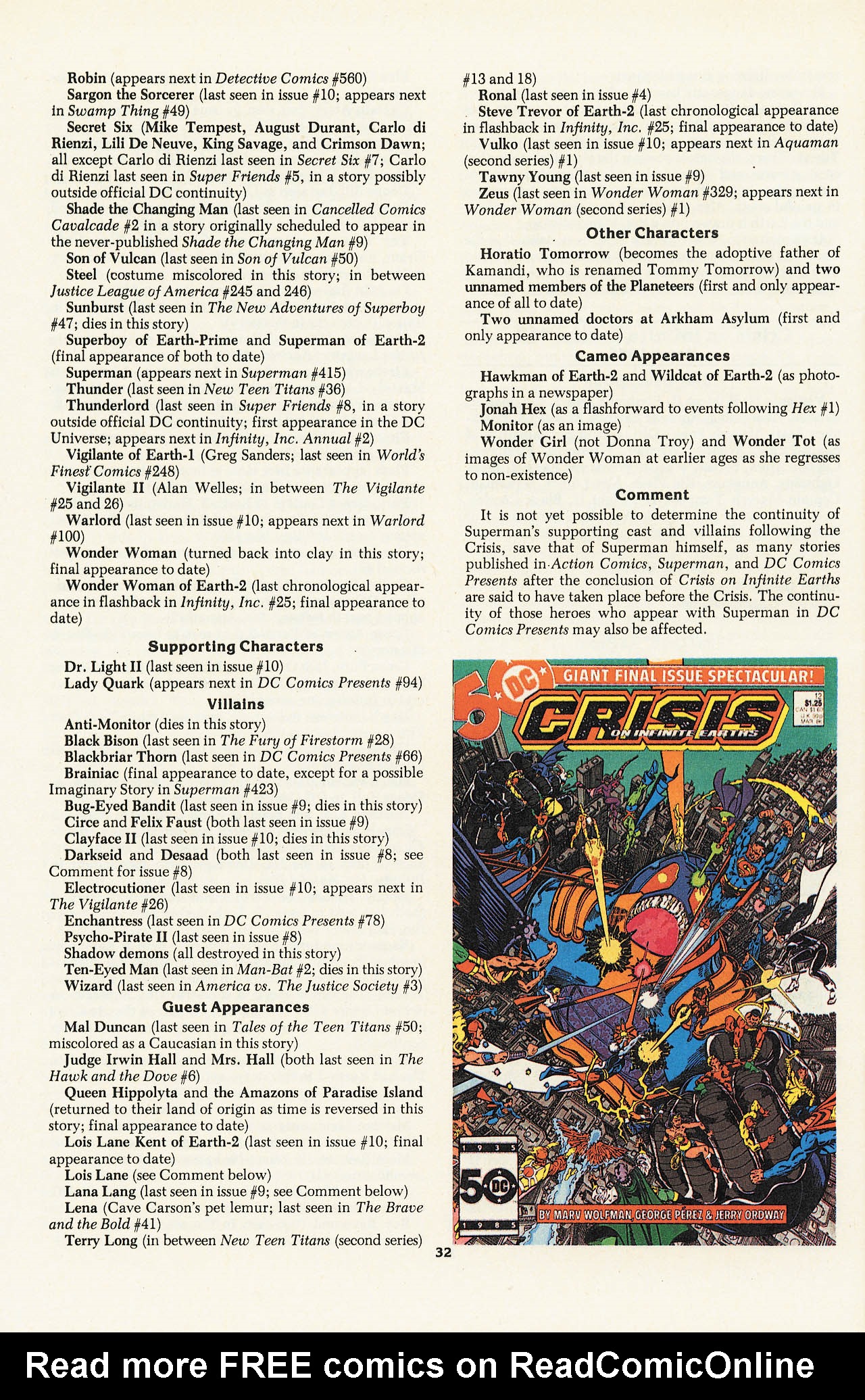 Read online The Official Crisis on Infinite Earths Index comic -  Issue # Full - 34