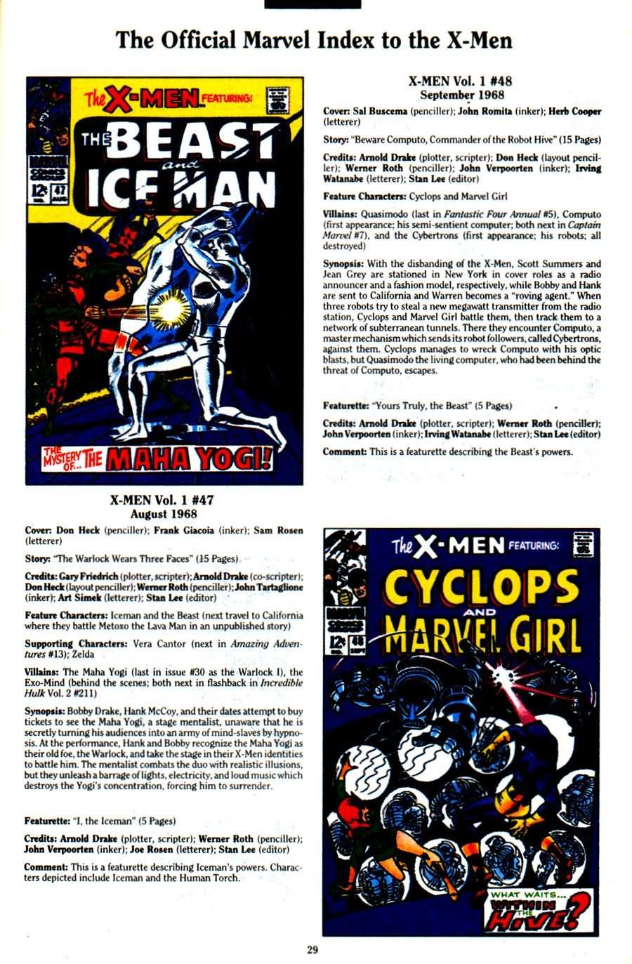 Read online The Official Marvel Index To The X-Men (1994) comic -  Issue #1 - 31