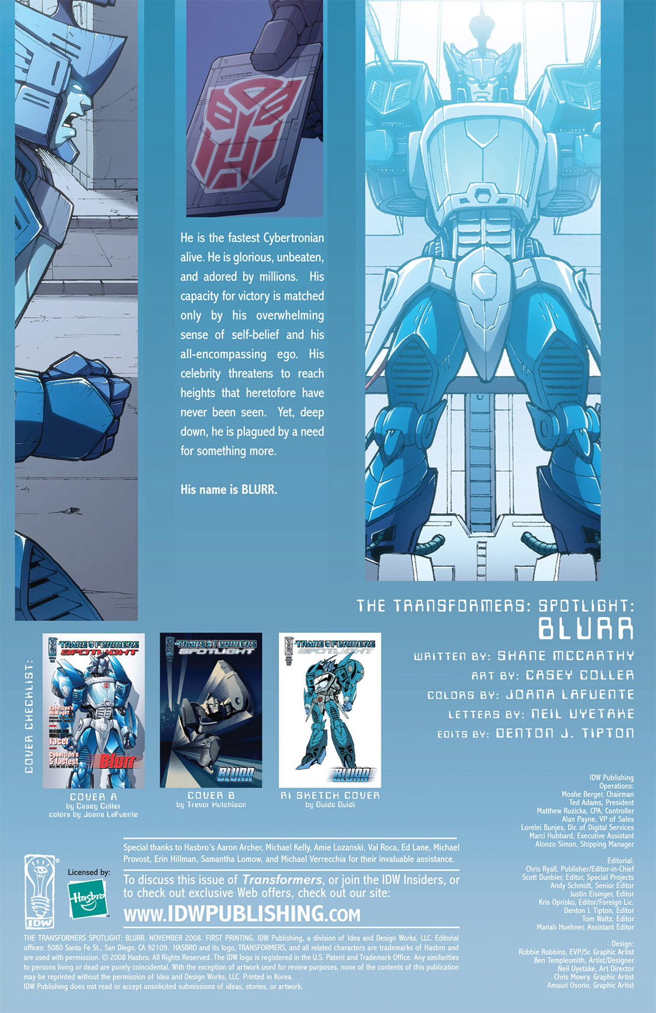 Read online Transformers Spotlight: Blurr comic -  Issue # Full - 4