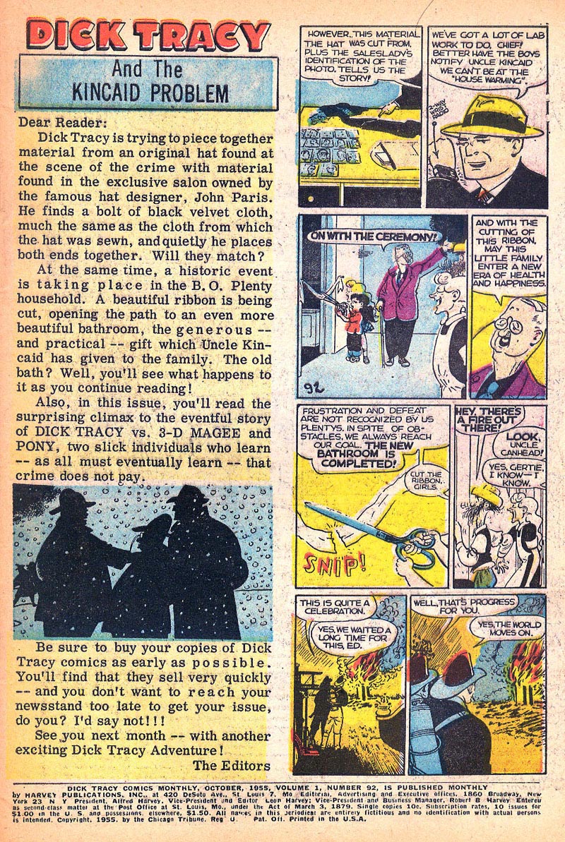 Read online Dick Tracy comic -  Issue #92 - 2