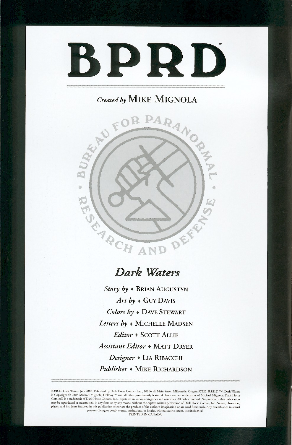 Read online B.P.R.D.: Dark Waters comic -  Issue # Full - 2