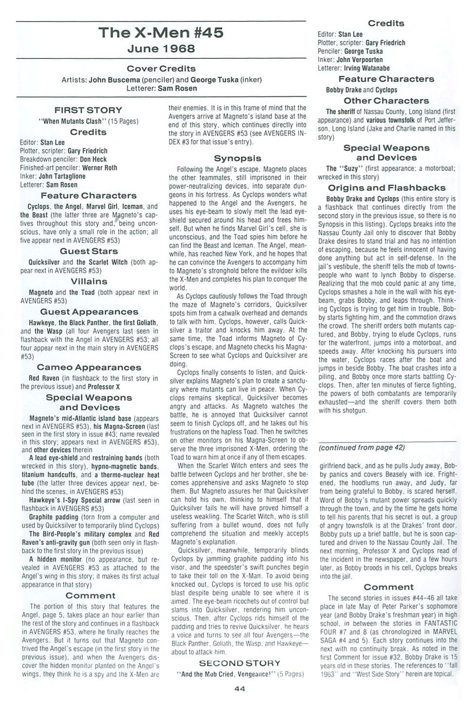 Read online The Official Marvel Index To The X-Men comic -  Issue #2 - 46