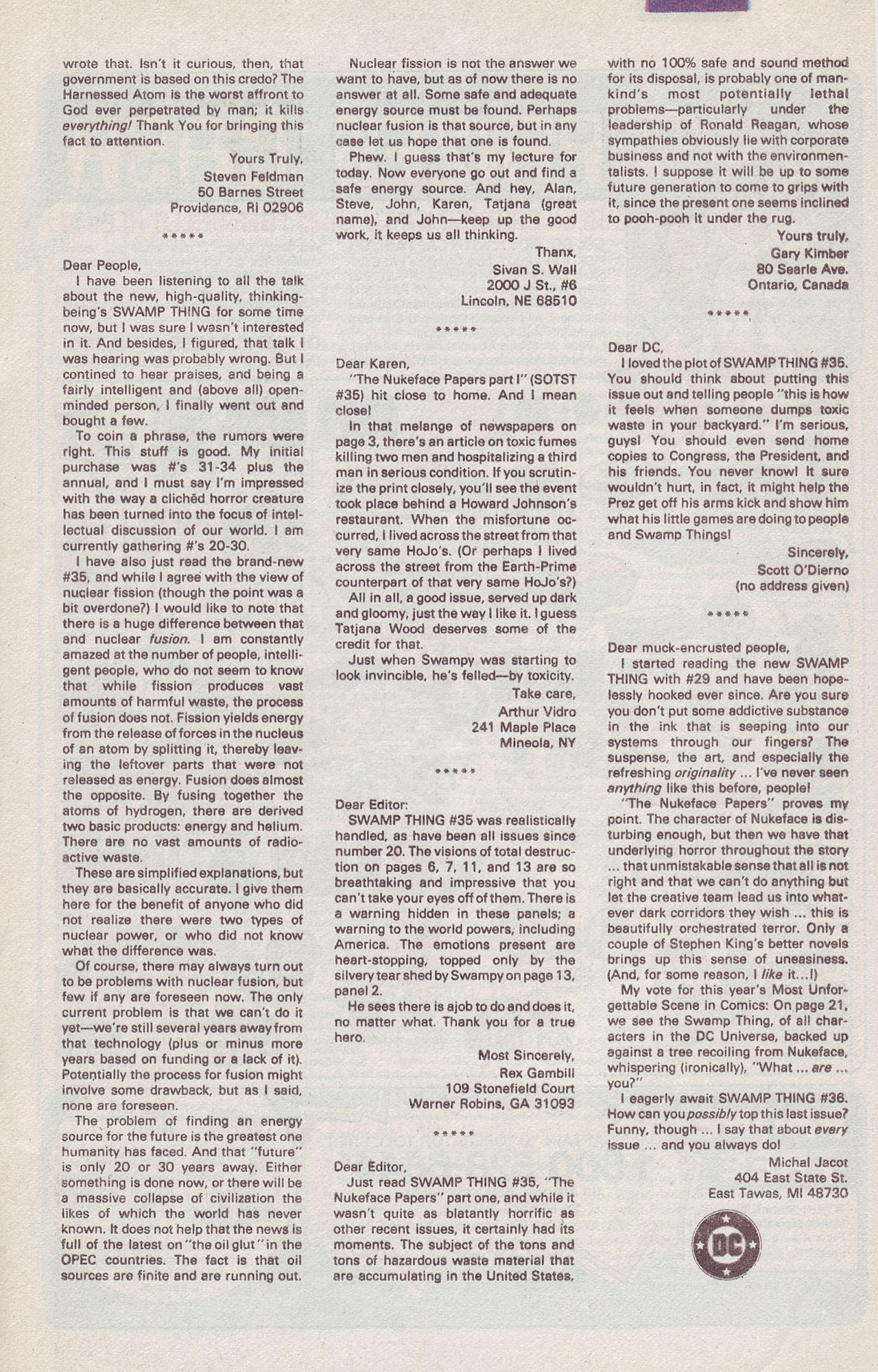 Read online Swamp Thing (1982) comic -  Issue #41 - 33