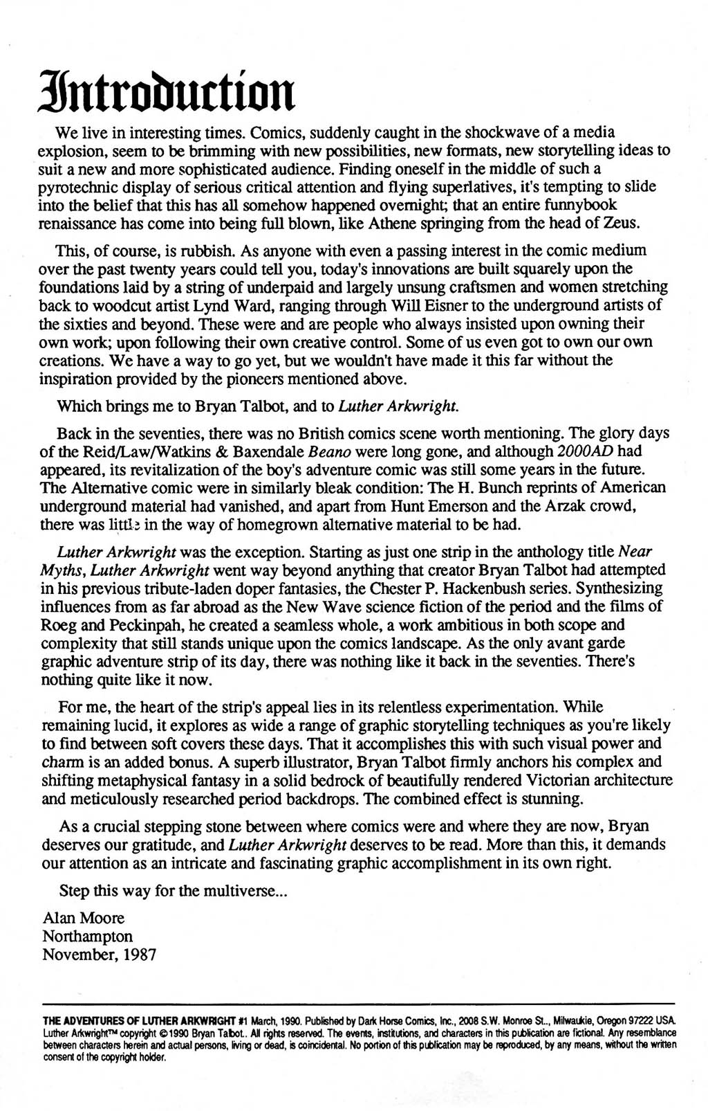 Read online The Adventures of Luther Arkwright comic -  Issue #1 - 2