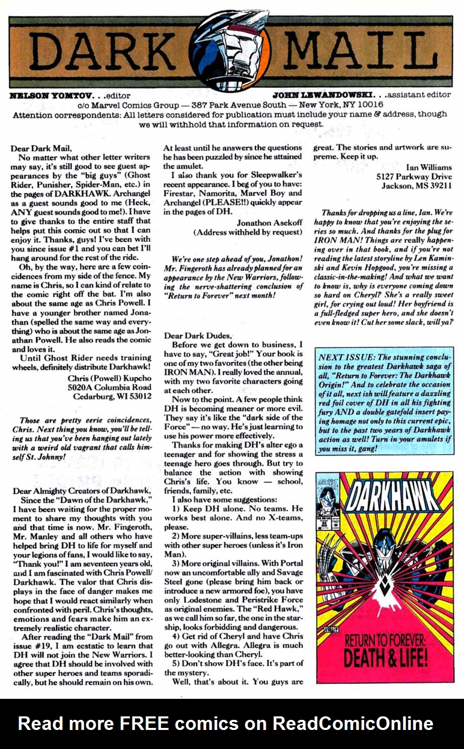 Read online Darkhawk (1991) comic -  Issue #24 - 23