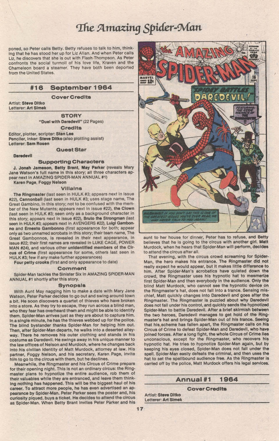 Read online The Official Marvel Index to The Amazing Spider-Man comic -  Issue #1 - 19