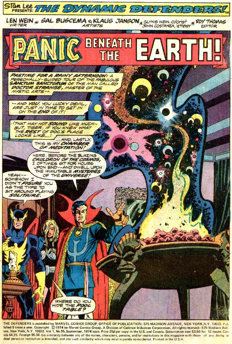 Read online The Defenders (1972) comic -  Issue #15 - 2